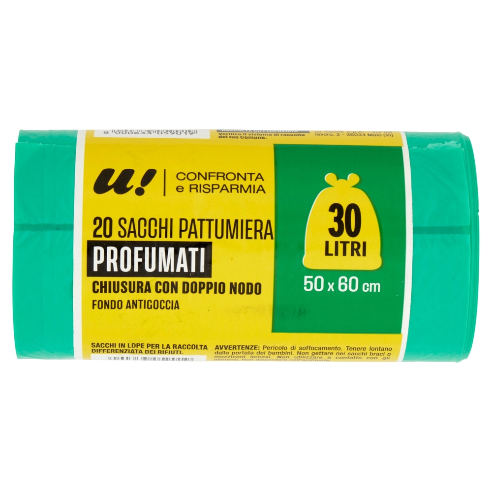 20 Sacchi Pattumiera Verdi 30 Litri Profumati U! Confronta e Risparmia